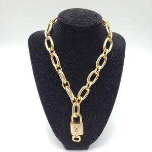 Authentic Louis Vuitton Lock and Key Gold Color with Gold Plated Chain Necklace
